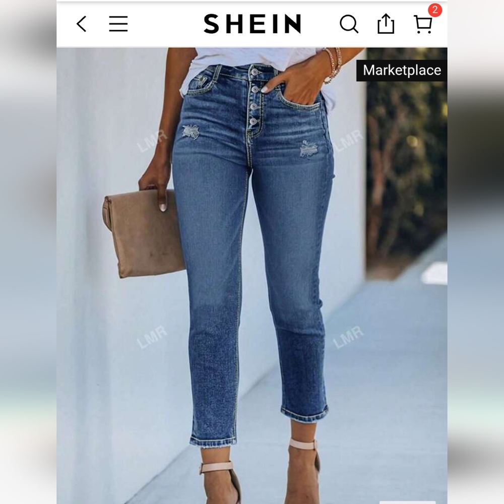 Shein ankle length high-waisted jeans L